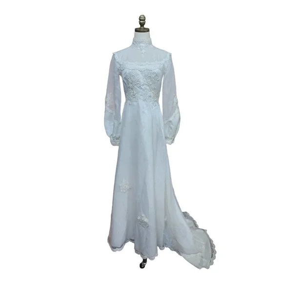 Vintage Dresses | Vintage 1960s Wedding Dress Edwardian Romantic | Color: White | Size: M | Koepph's Closet